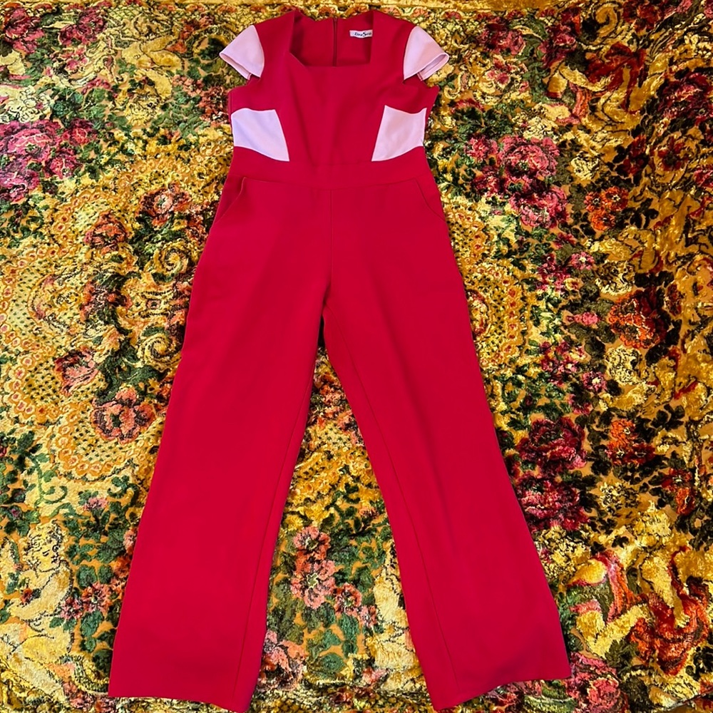 Vintage DreSco Pink and Red Jumpsuit